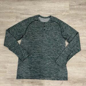 Lululemon Mens Metal Vent Tech Long Sleeve Henley Shirt Heathered Gray Size XL